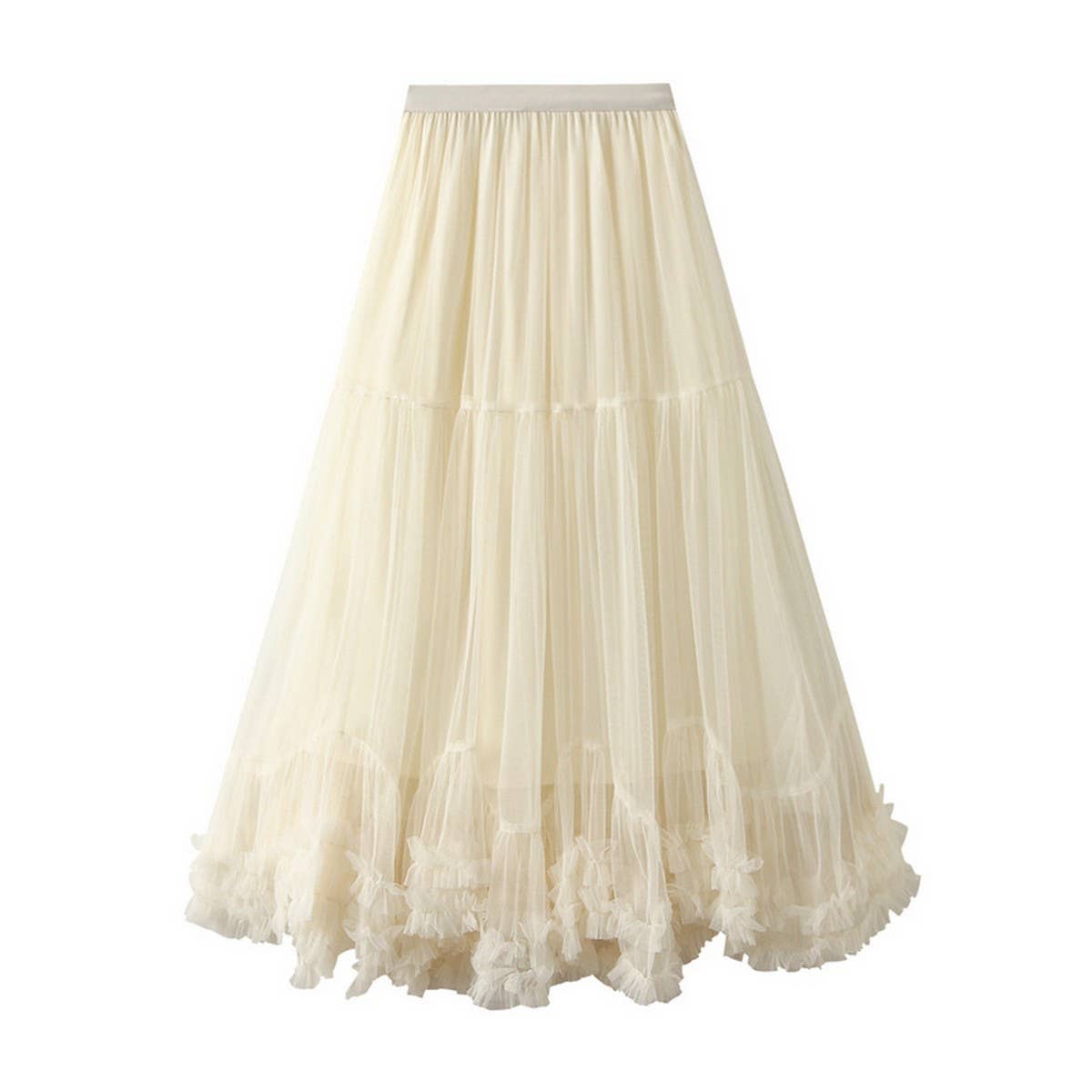 Sweet Ruffle Tulle A-Line Flared Puff Skirt