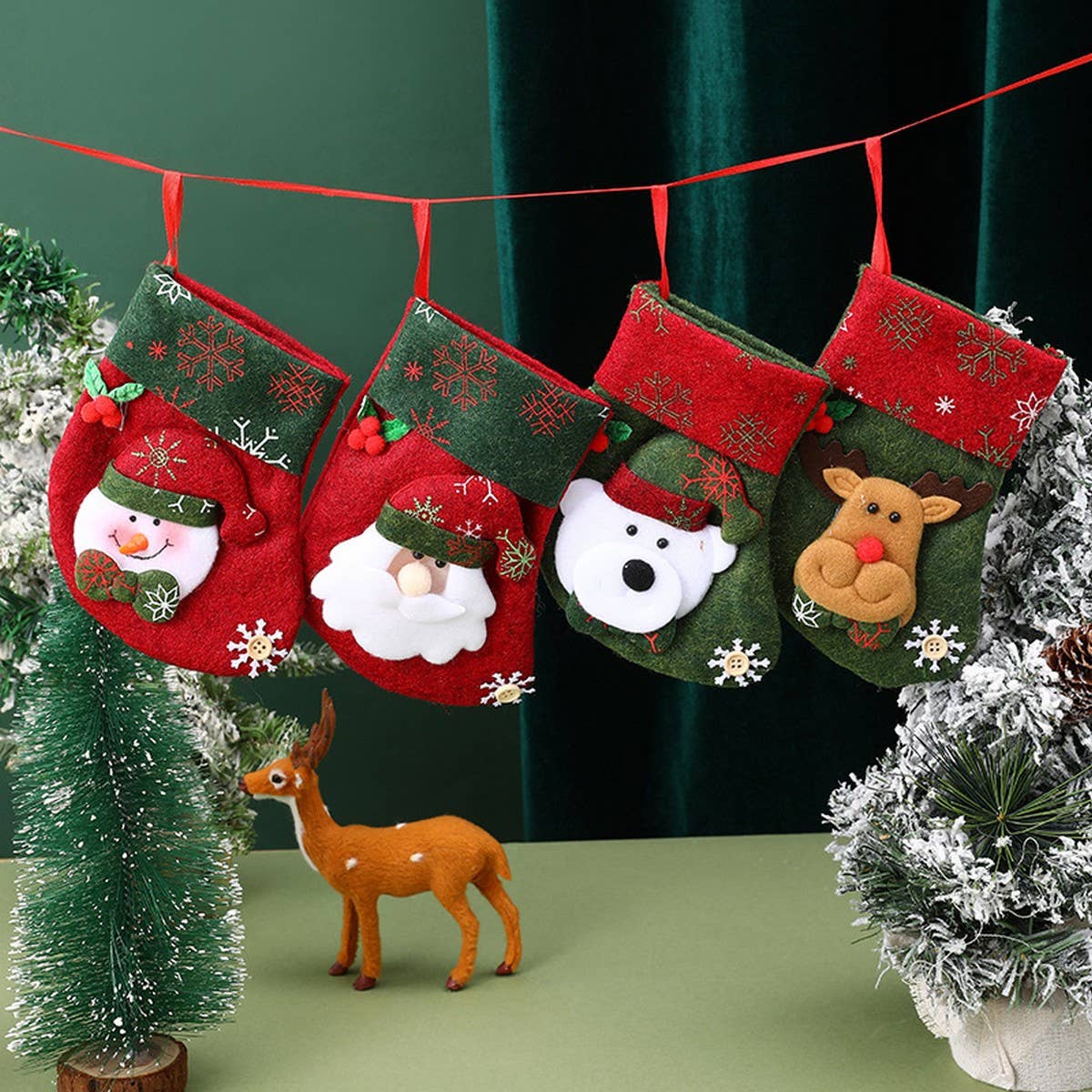 SEQUINED 3D SANTA CLAUS CHRISTMAS STOCKINGS
