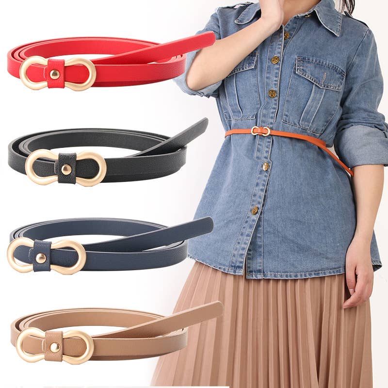 Fashionable versatile PU leather thin waist strap