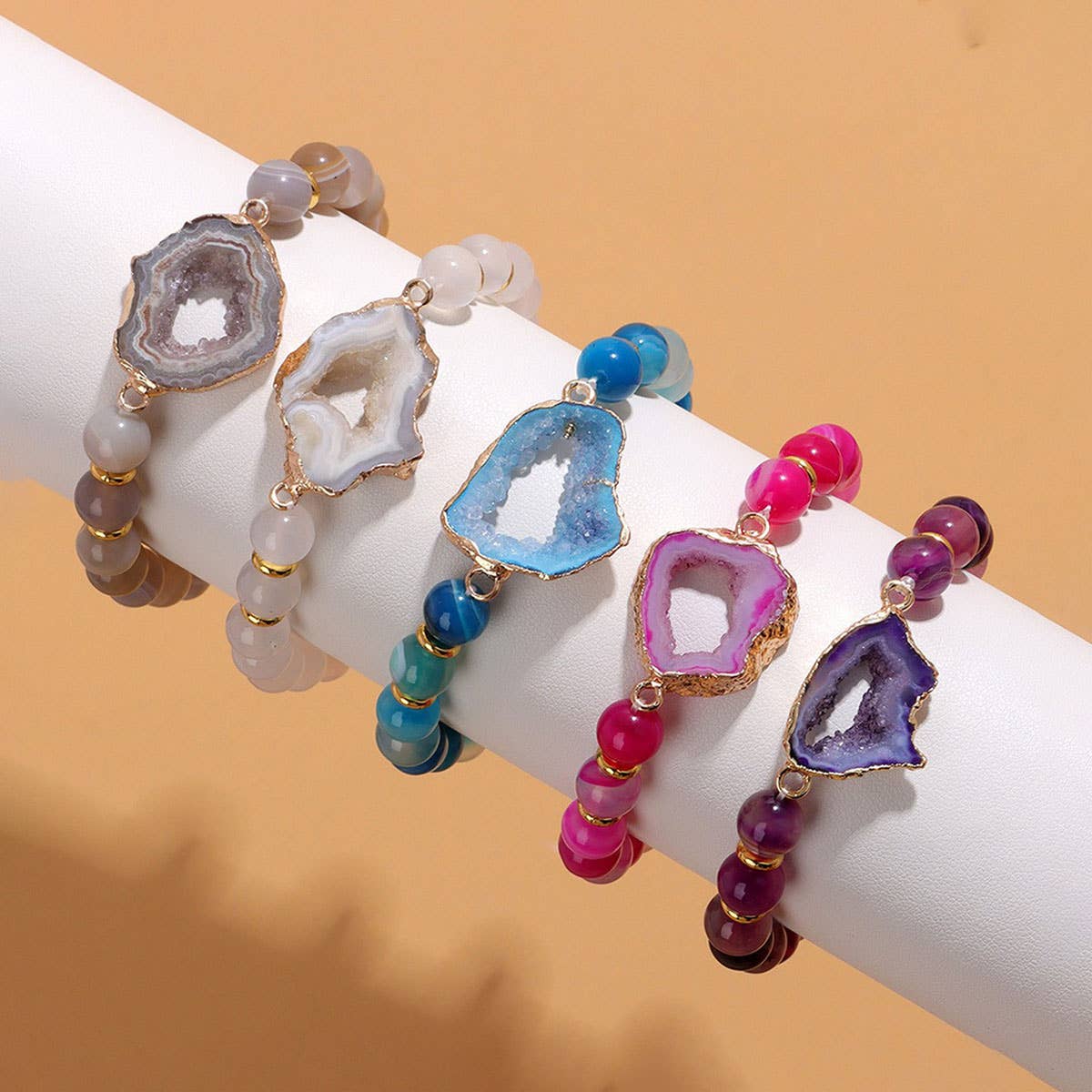 CWAJE4302_NEW FASHION AGATE BEAD COUPLE BRACELET