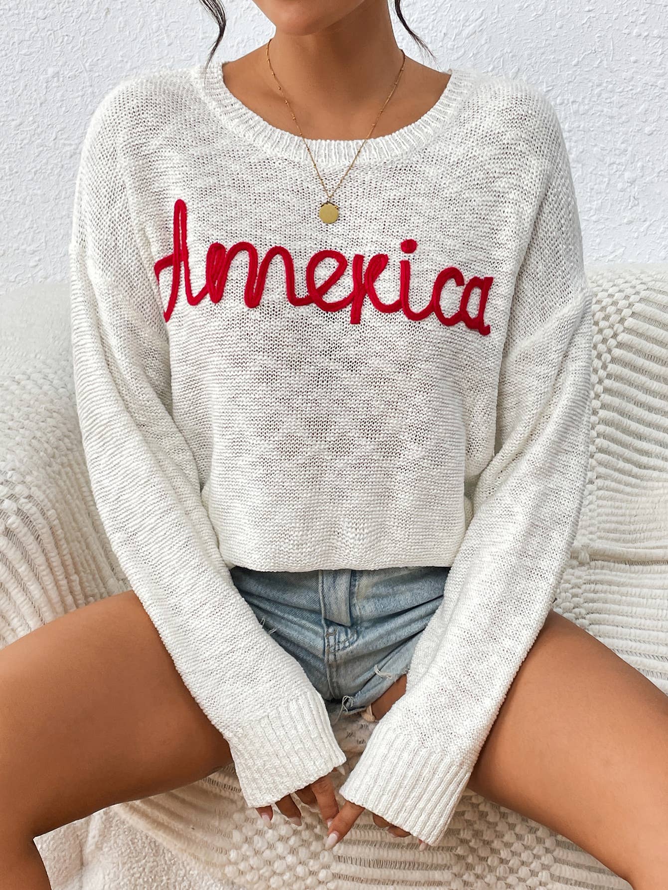 INDEPENDENCE DAY ALPHABET SWEATER WITH EVERYTHING