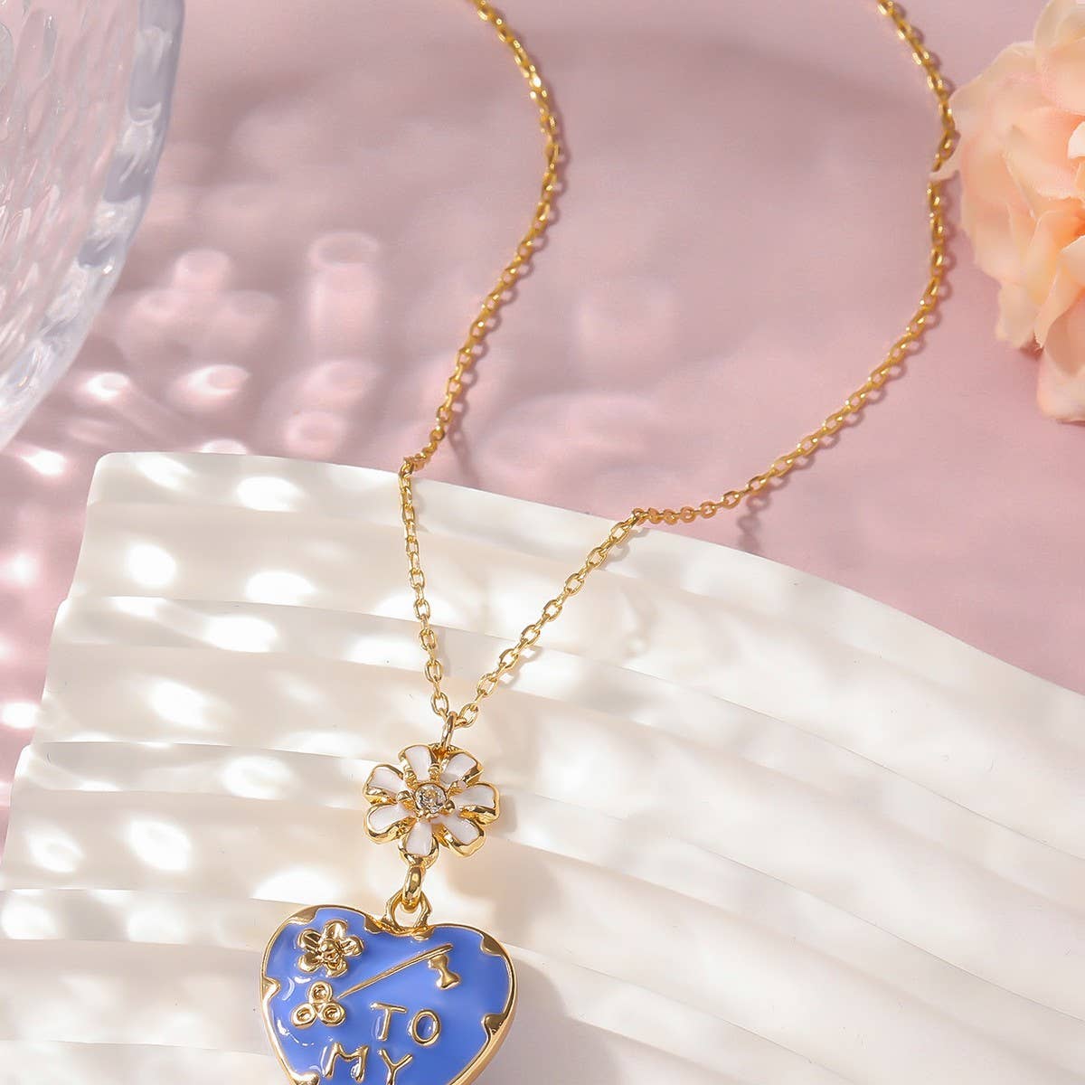 NEW FASHION LOVE PEACH ENAMEL OIL DROP NECKLACE