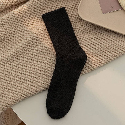 CWMS2524_AUTUMN AND WINTER SOLID COLOR ALL-MATCH PILE SOCKS