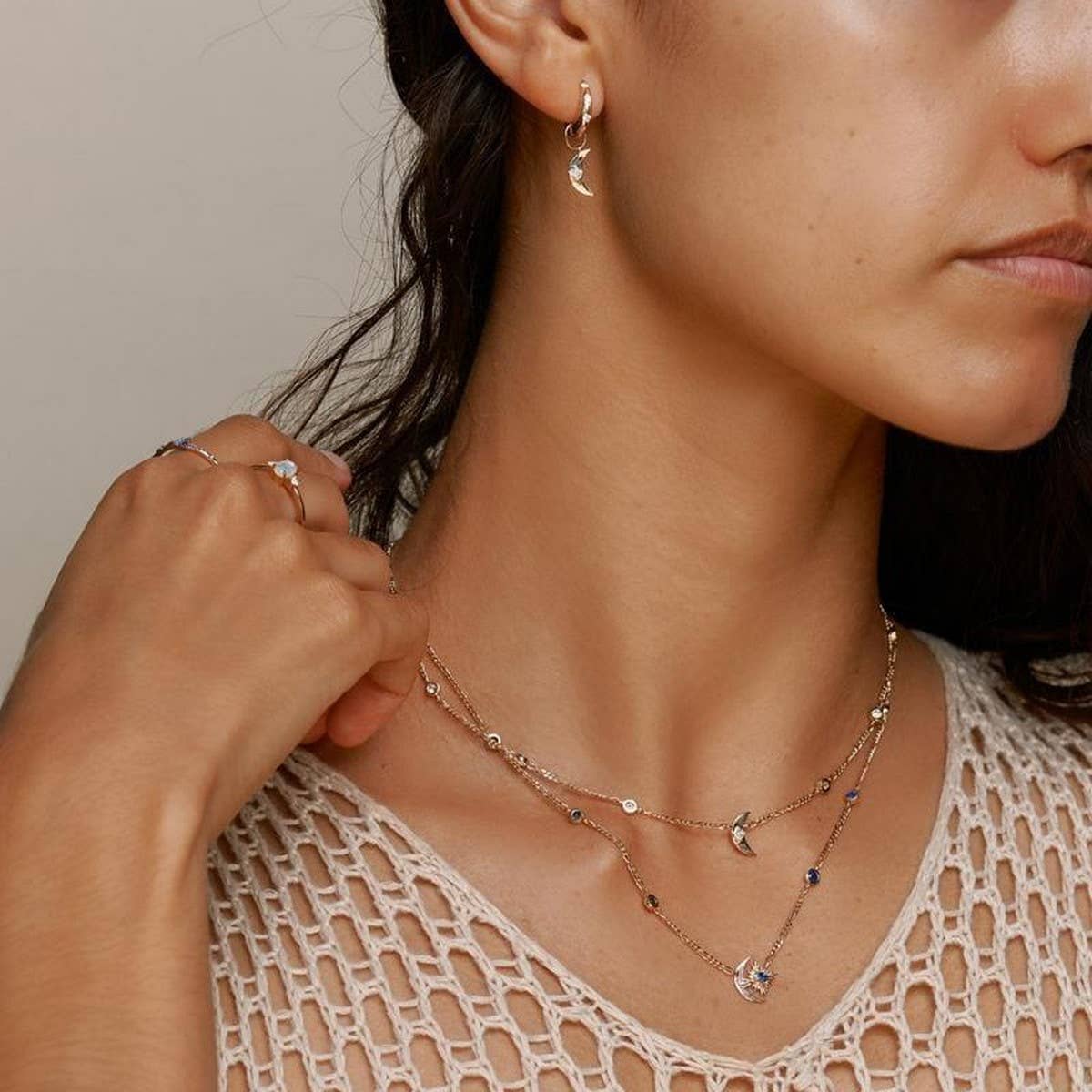 Artistic Star Moon Sapphire Star Necklace_CWMM5509