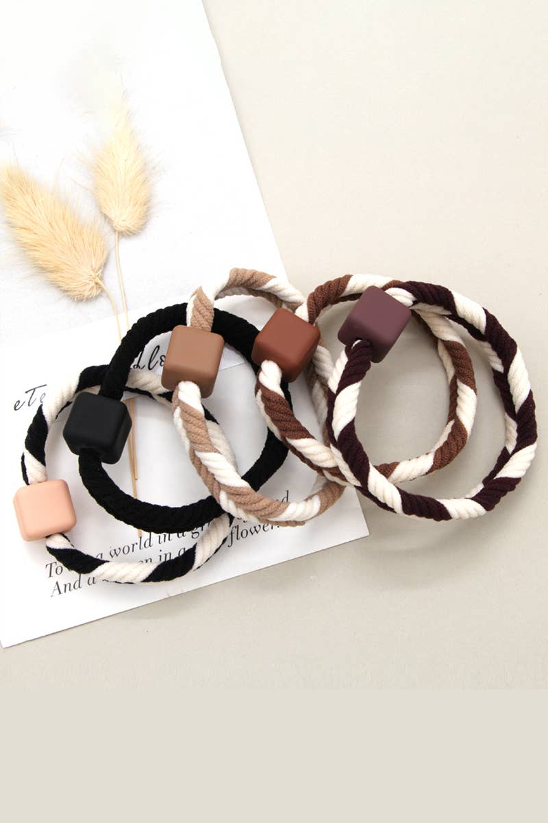 5PCS WOMEN TWO TONE BRAIDED CASUAL HAIR TIE_CWAHA0171