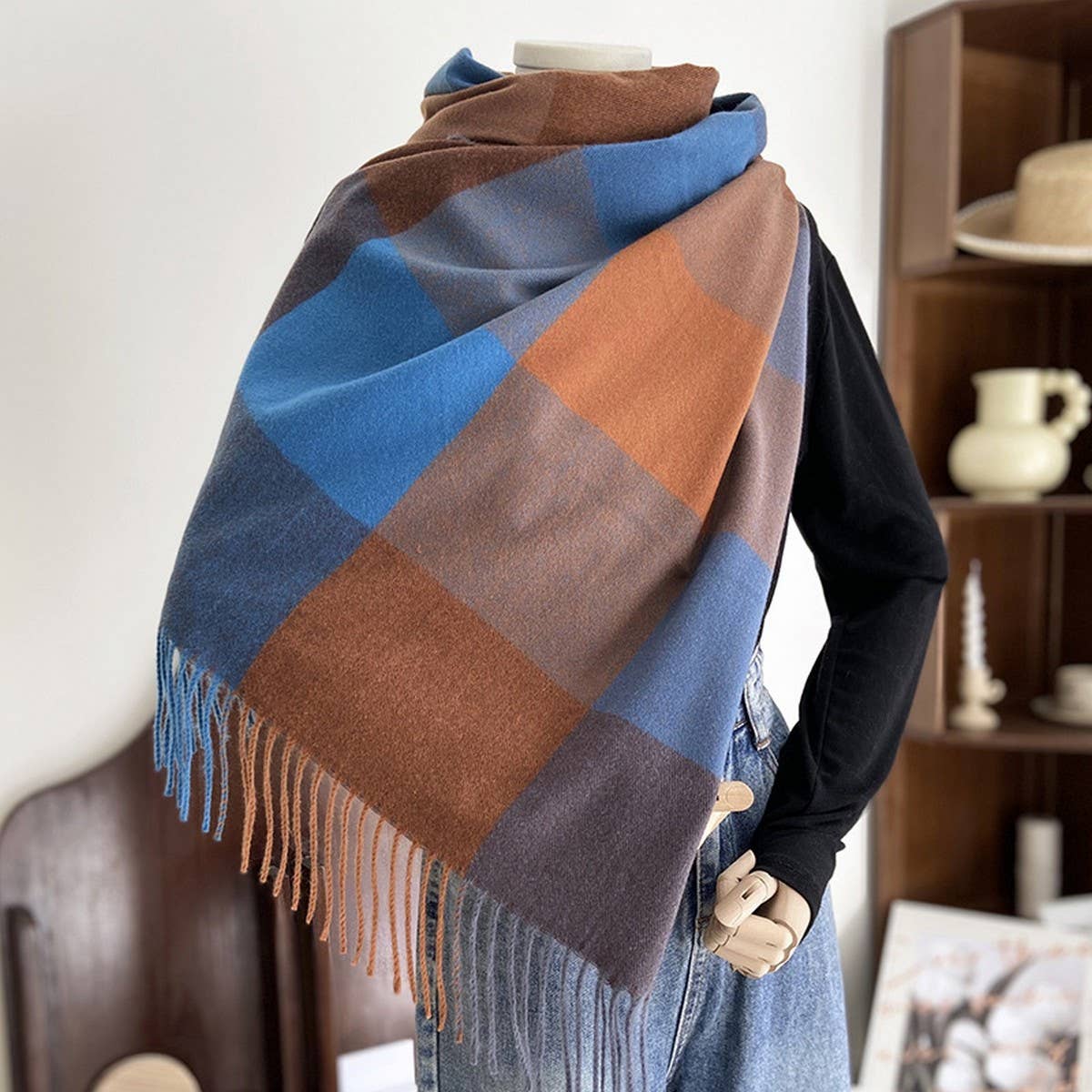 Warm Plaid Scarf Shawl for Women--Soft Winter Wrap