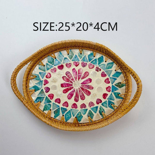 RATTAN DESKTOP LIGHT LUXURY SHELL TRAY STORAGE TRAY_CWMM4538