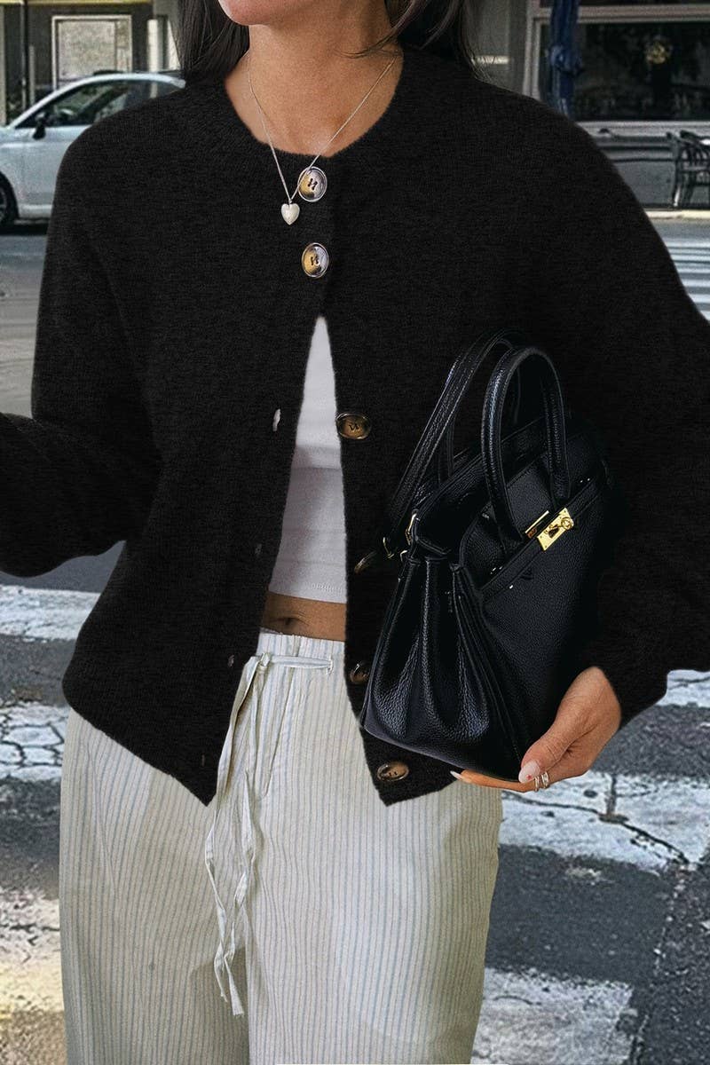 CWOCO00194_CASUAL SIMPLE BUTTON LONG SLEEVE KNIT CARDIGAN