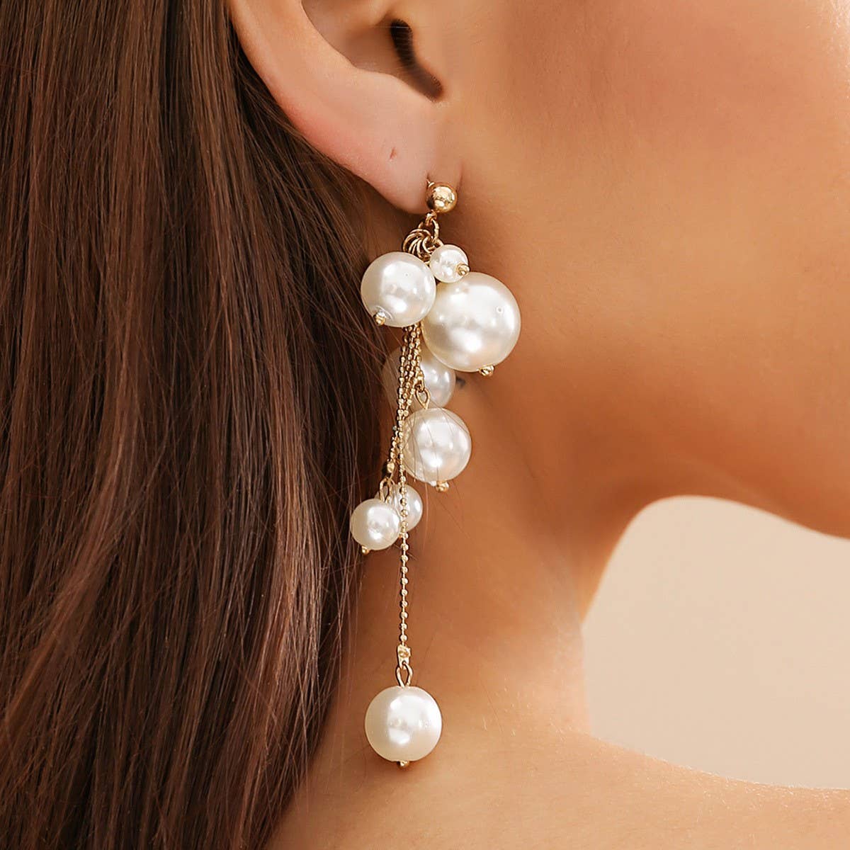 IMITATION PEARL TASSEL PENDANT EARRINGS