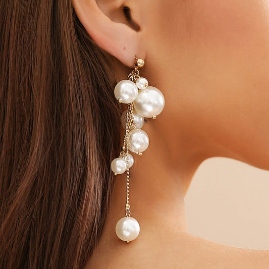 IMITATION PEARL TASSEL PENDANT EARRINGS