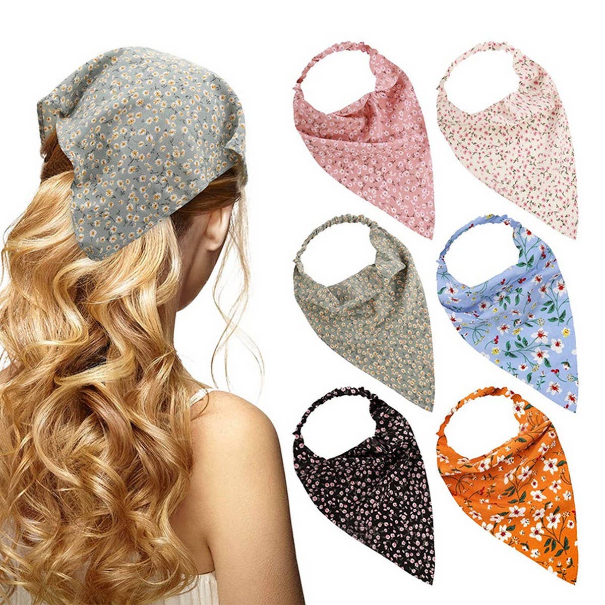 FLORAL ELASTIC BAND SCARF HEADBAND HAIRACCESSORIES