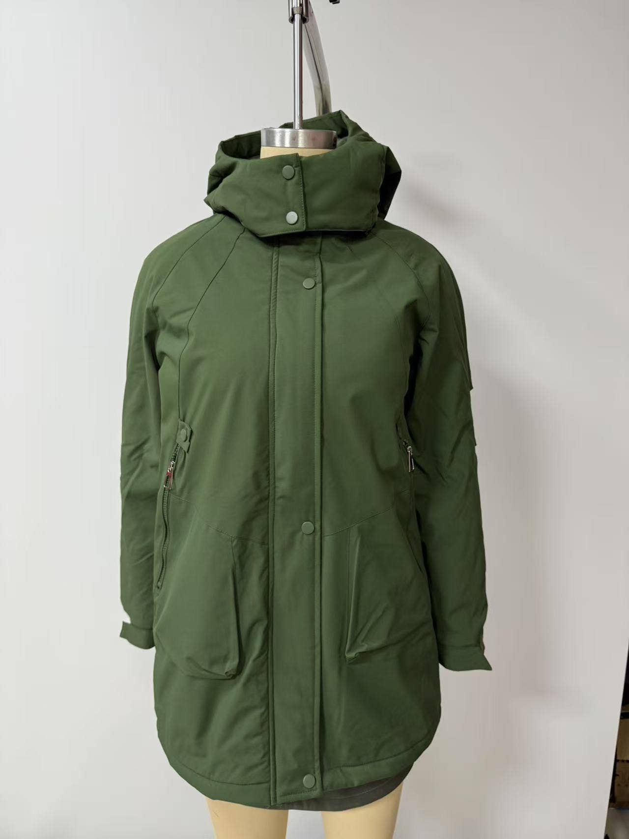 Windproof and warm long hiking jacket