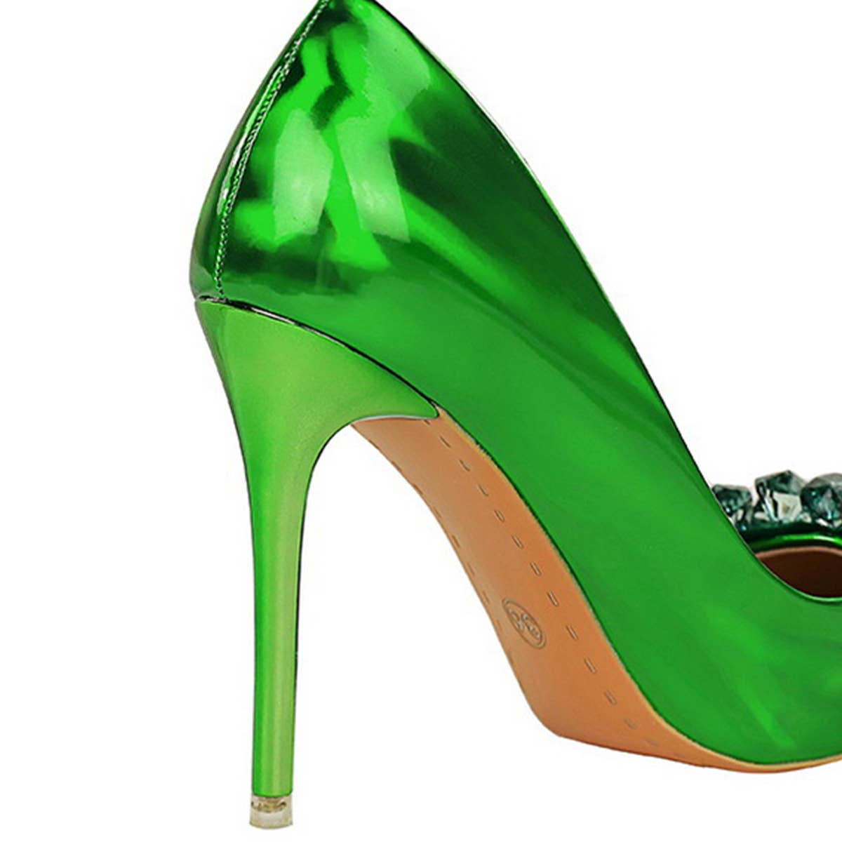 SHALLOW POINTED TOE CRYSTAL BOW HIGH HEELS