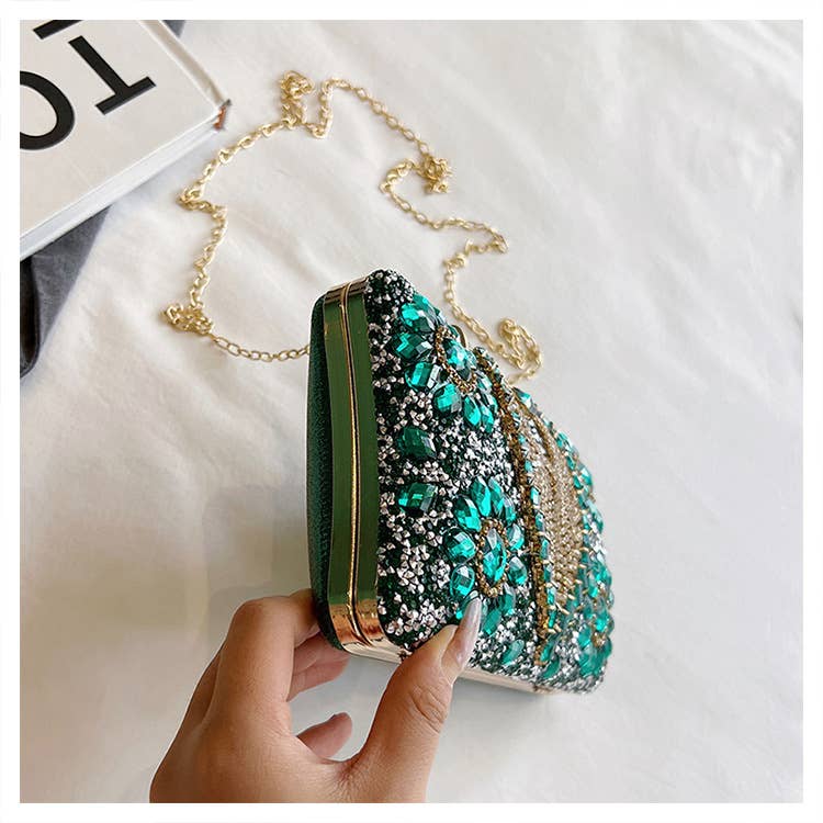 Fashionable rhinestone retro single-shoulder bag