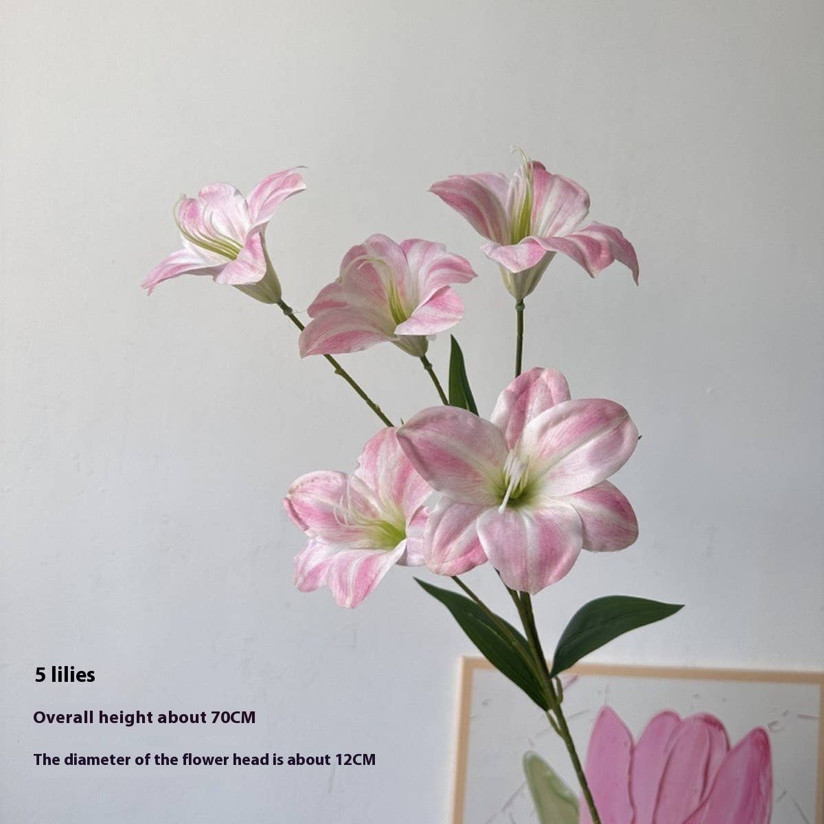 Artificial Amaryllis Lily Stem with 5 Blooms_CWMM6503