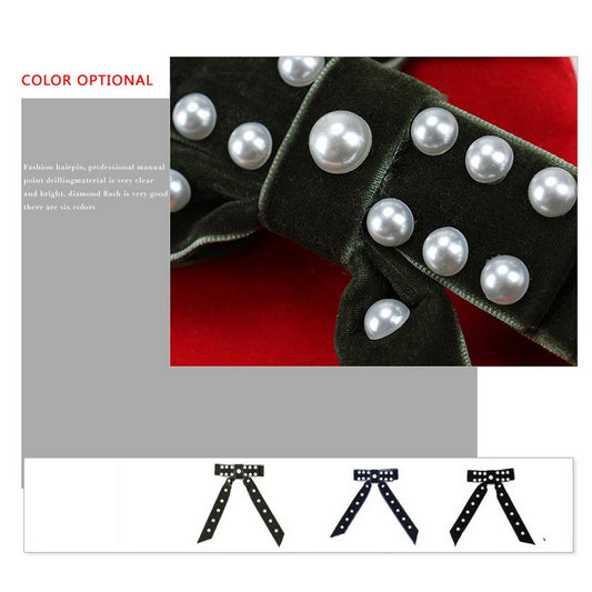 VELVET HAIR CLIP BOW SPRING CLIP HAIR ACCESSORIES