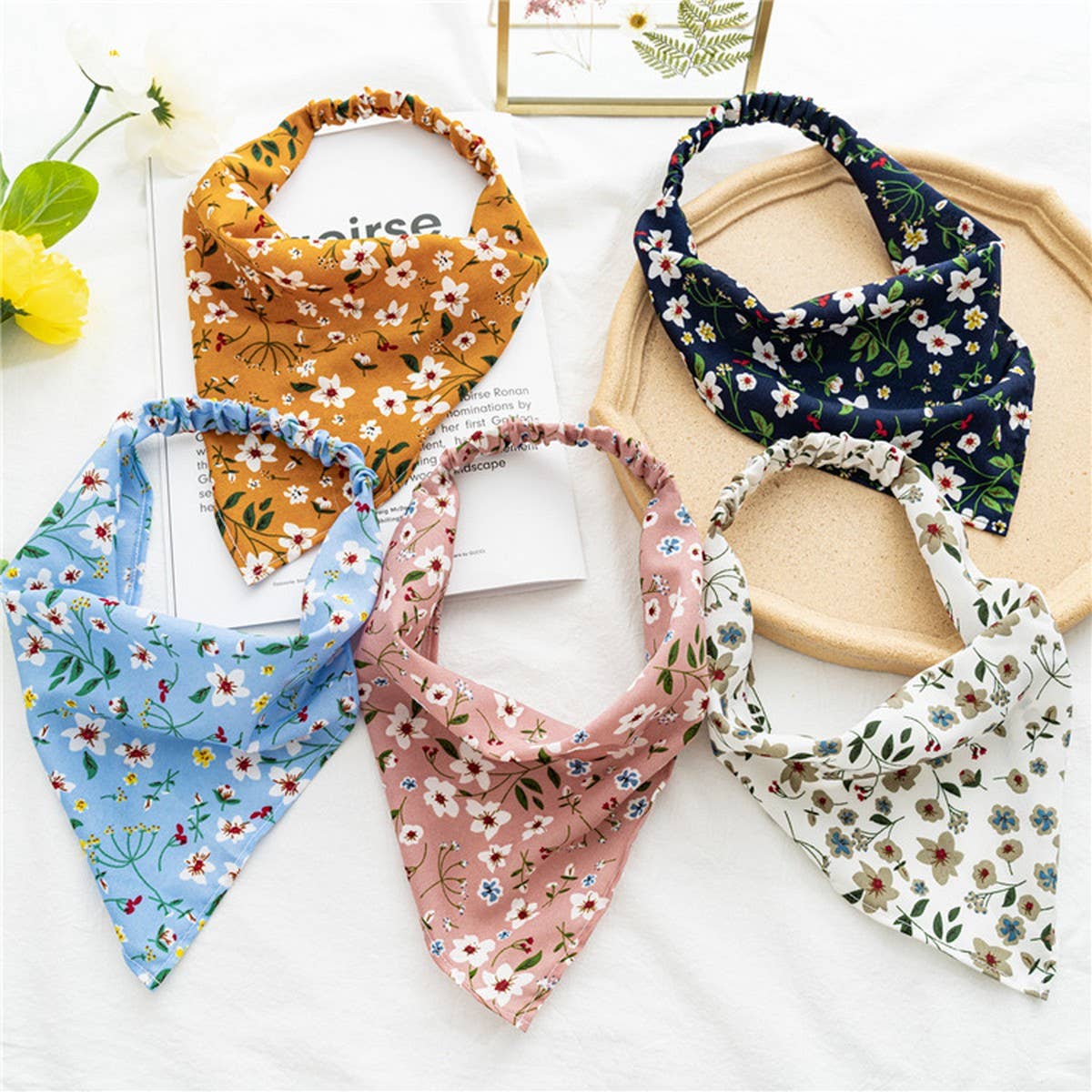 FLORAL ELASTIC BAND SCARF HEADBAND HAIRACCESSORIES