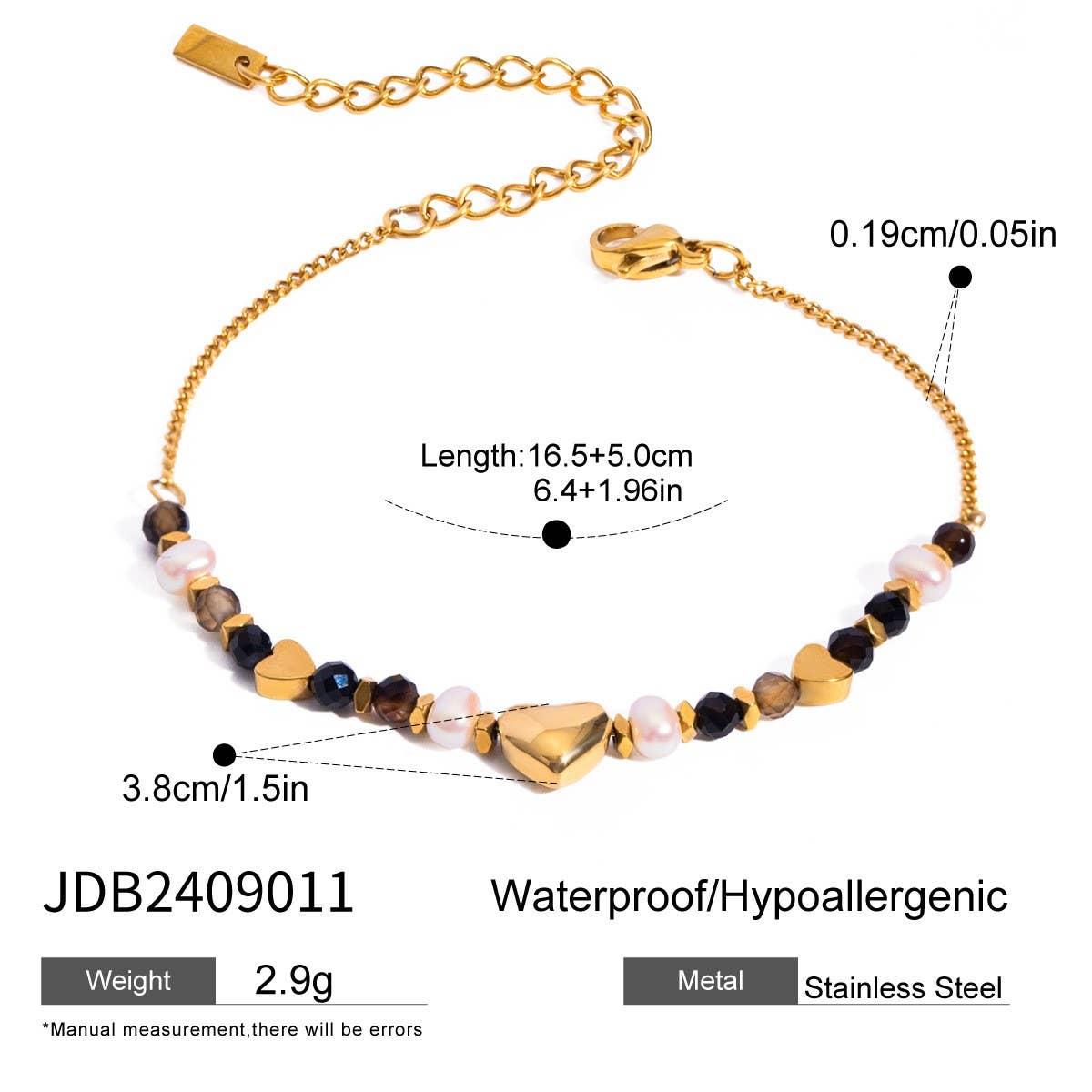 18K Gold Pearl & Natural Black Onyx Bracelet_CWAJE4889