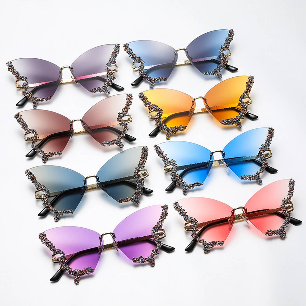 VINTAGE RHINESTONE BUTTERFLY SUNGLASSES