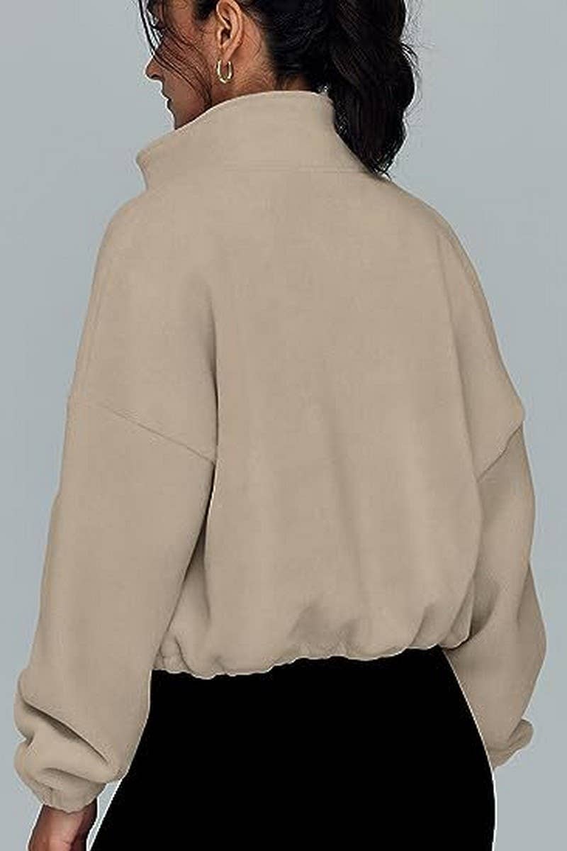 CWOCO00163_ZIPPER STAND COLLAR SPORTS SWEATSHIRT COAT