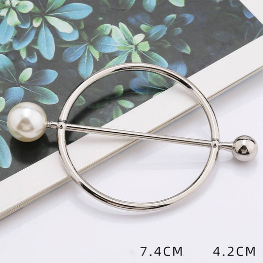 METAL PEARL WITH DIAMOND SCARF RING WITH LUSTER