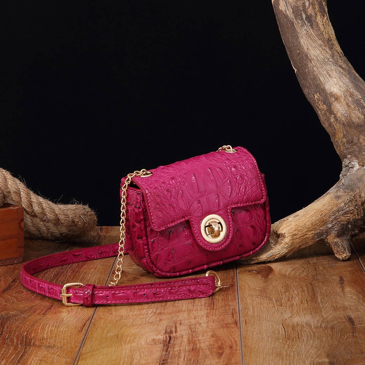 WOMEN MULTI-COLOR CROCODILE PATTERN SHOULDER BAG_CWAB2596