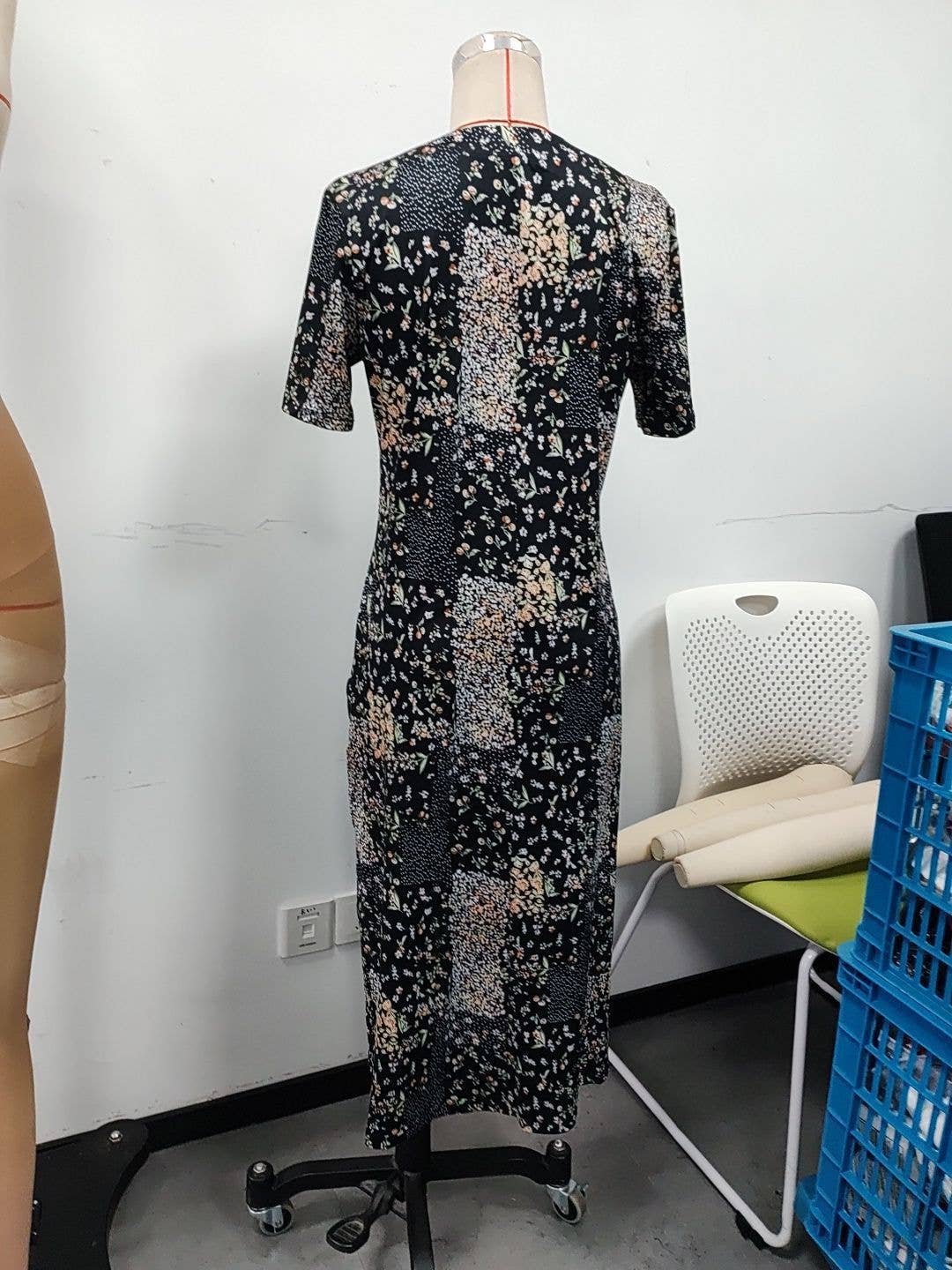 Retro-style printed short-sleeved loose dress