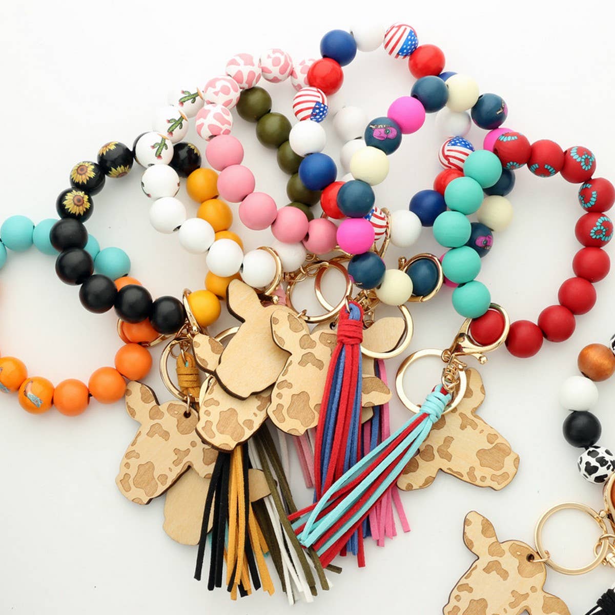 Cowboy Tassel Pendant with Cow Head Keychain