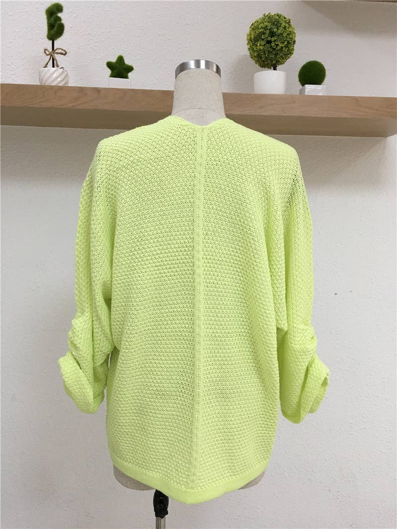 SOLID COLOR KNIT CARDIGAN SWEATER COAT