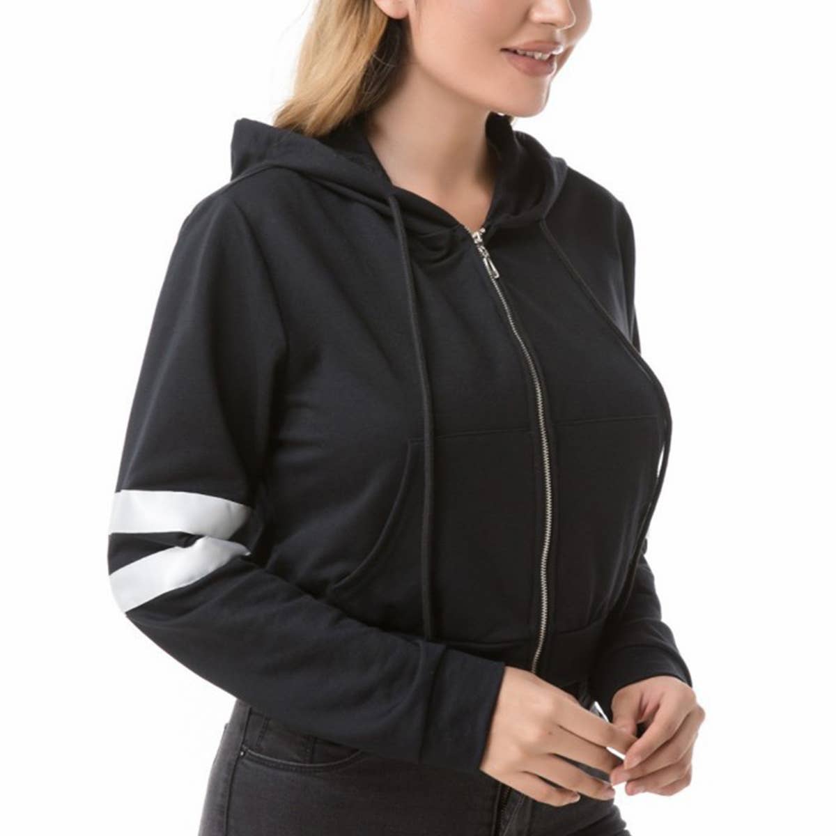 SHORT ZIPPER LONG-SLEEVED PARALLEL BARS HOODIE
