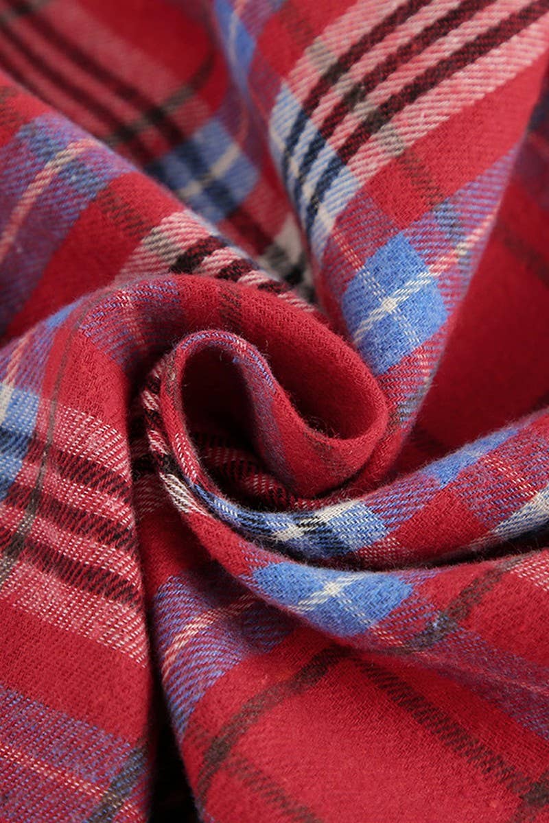 CWOCO00154_RETRO CASUAL LAPEL PLAID LONG-SLEEVED SHIRT