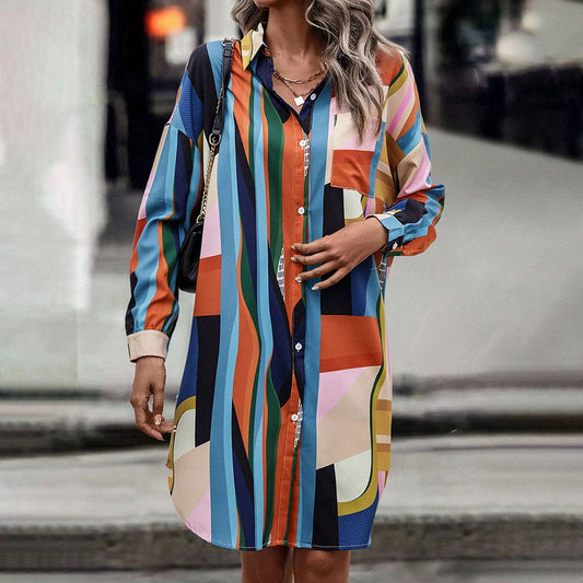 Lapel temperament shirt dress