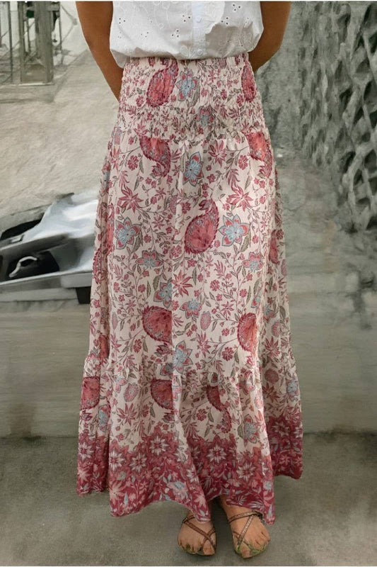 CWBLS0670_BOHO FLORAL FLOWY VACATION MAXI SKIRT