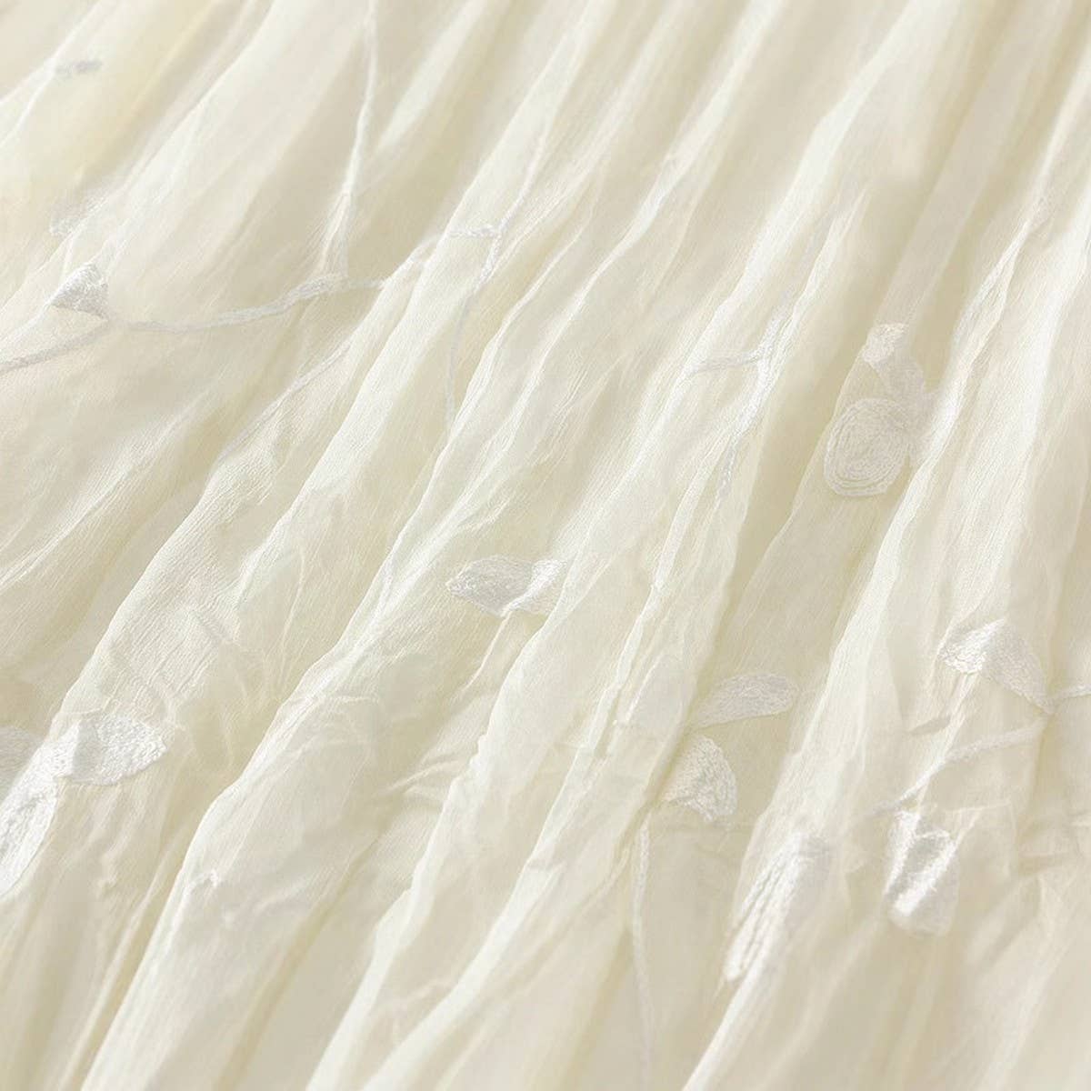 Embroidered Lace A-Line Flared Midi Skirt