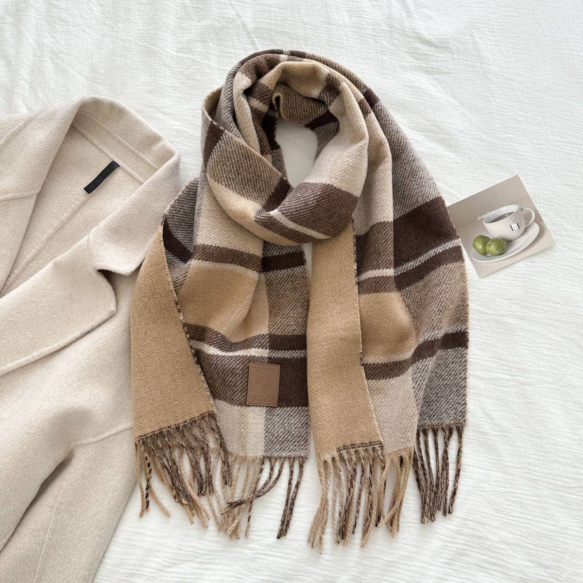 CWASC03136_PLAID WOOL TASSEL SCARF WINTER WARM SHAWL