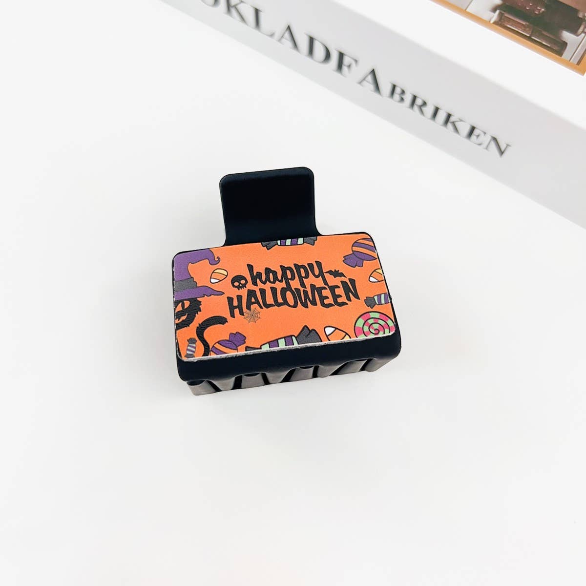 Gothic Halloween Claw Clip, Pumpkin & Ghost Design_CWAHA1443