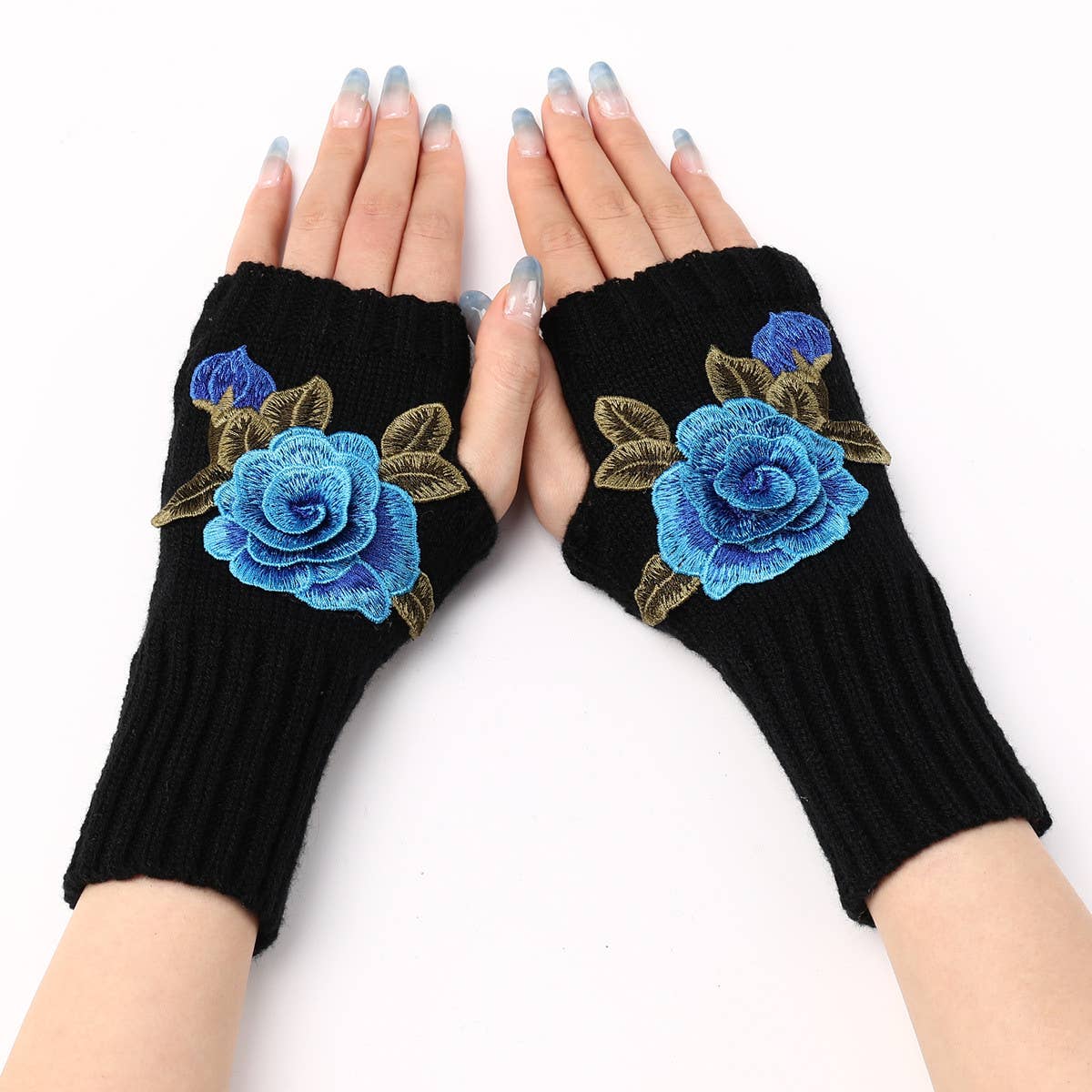 FASHION FLOWER KNITTED GLOVES_CWAG0105