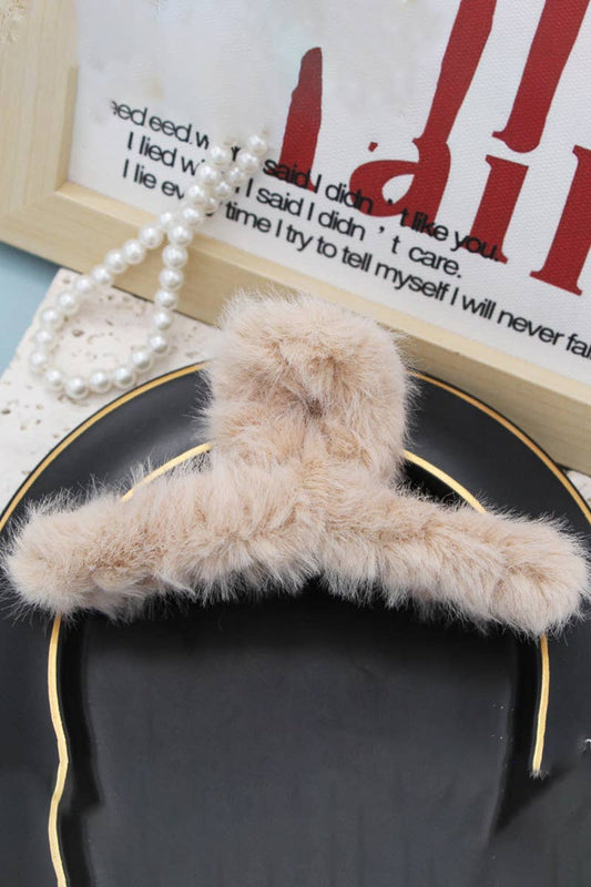 MULTICOLOR FAUX RABBIT FUR HAIR CLAW CLIP TWIST_CWAHA0153