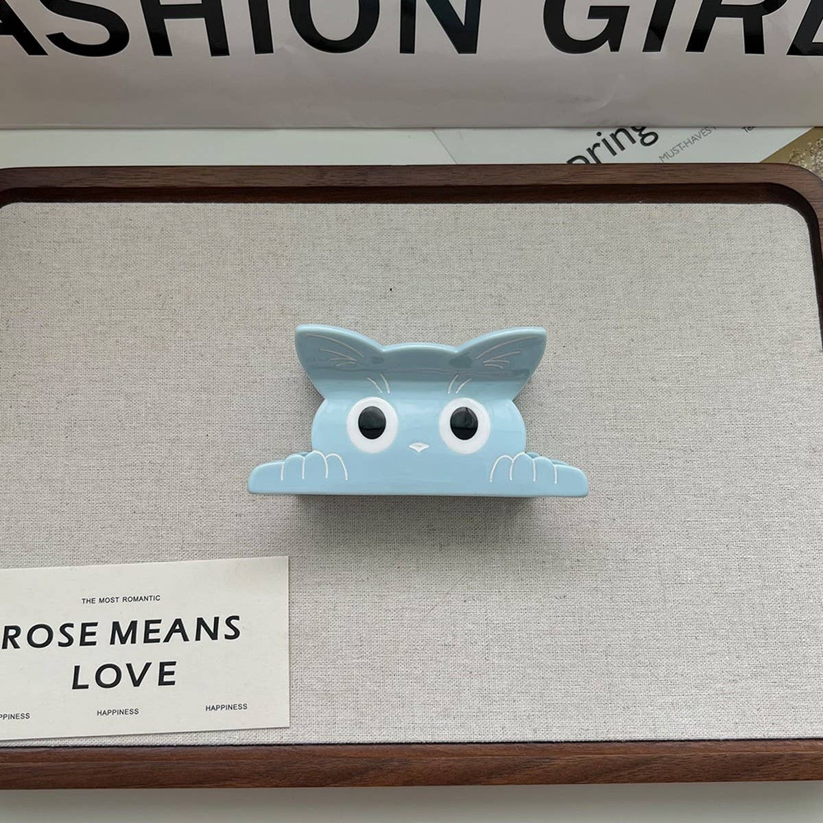 Cute Cat Hair Claw, Solid Acetate Clip for Girls