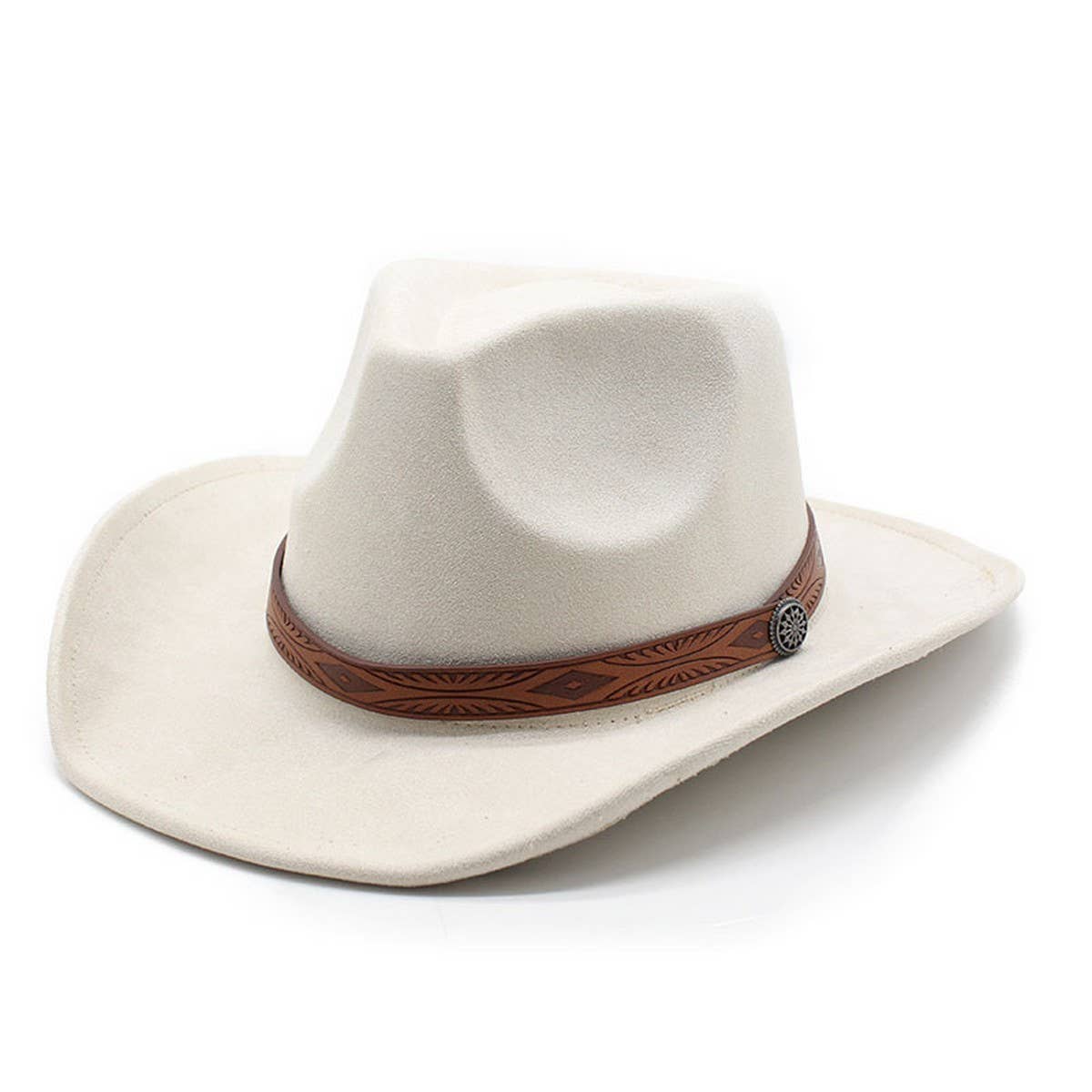 UNISEX ROLLED BRIM JAZZ HAT SIMPLE SUEDE ETHNIC HAT_CWAH2501