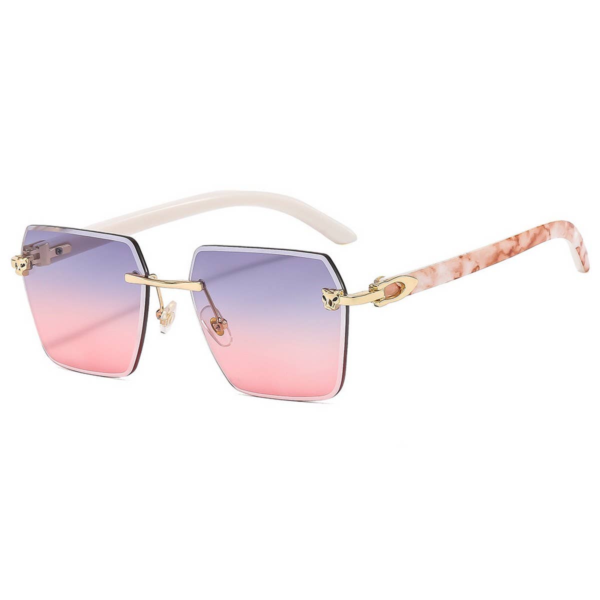 New Polygon Gradient Metal Sunglasses Leopard Head