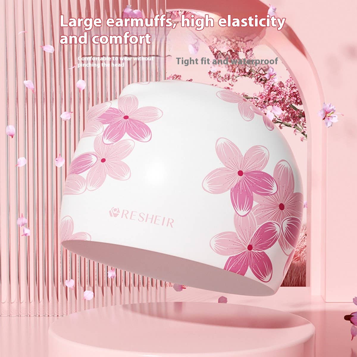 Fashion Silicone Swim Cap with Large Print_CWMM6709