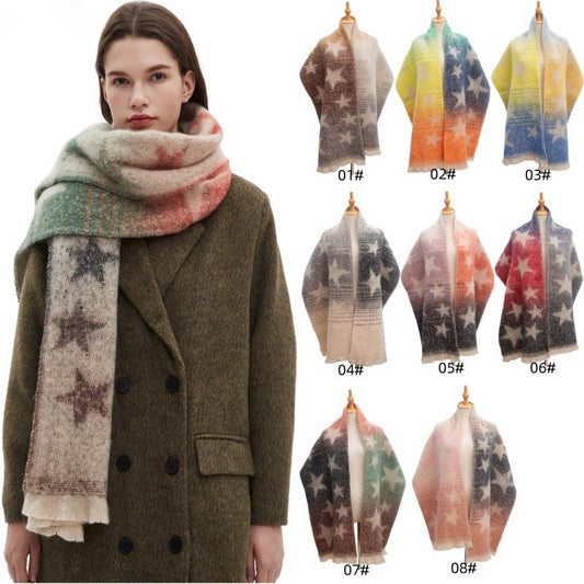 Star Gradient Scarf ??Jacquard Winter Wrap_CWASC0859