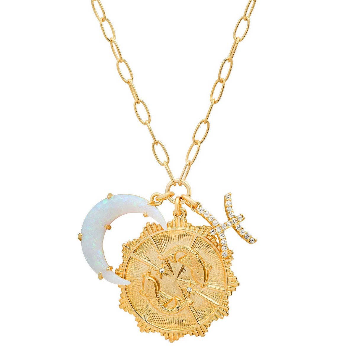 Micro-paved Zirconia Zodiac Pendant Necklace