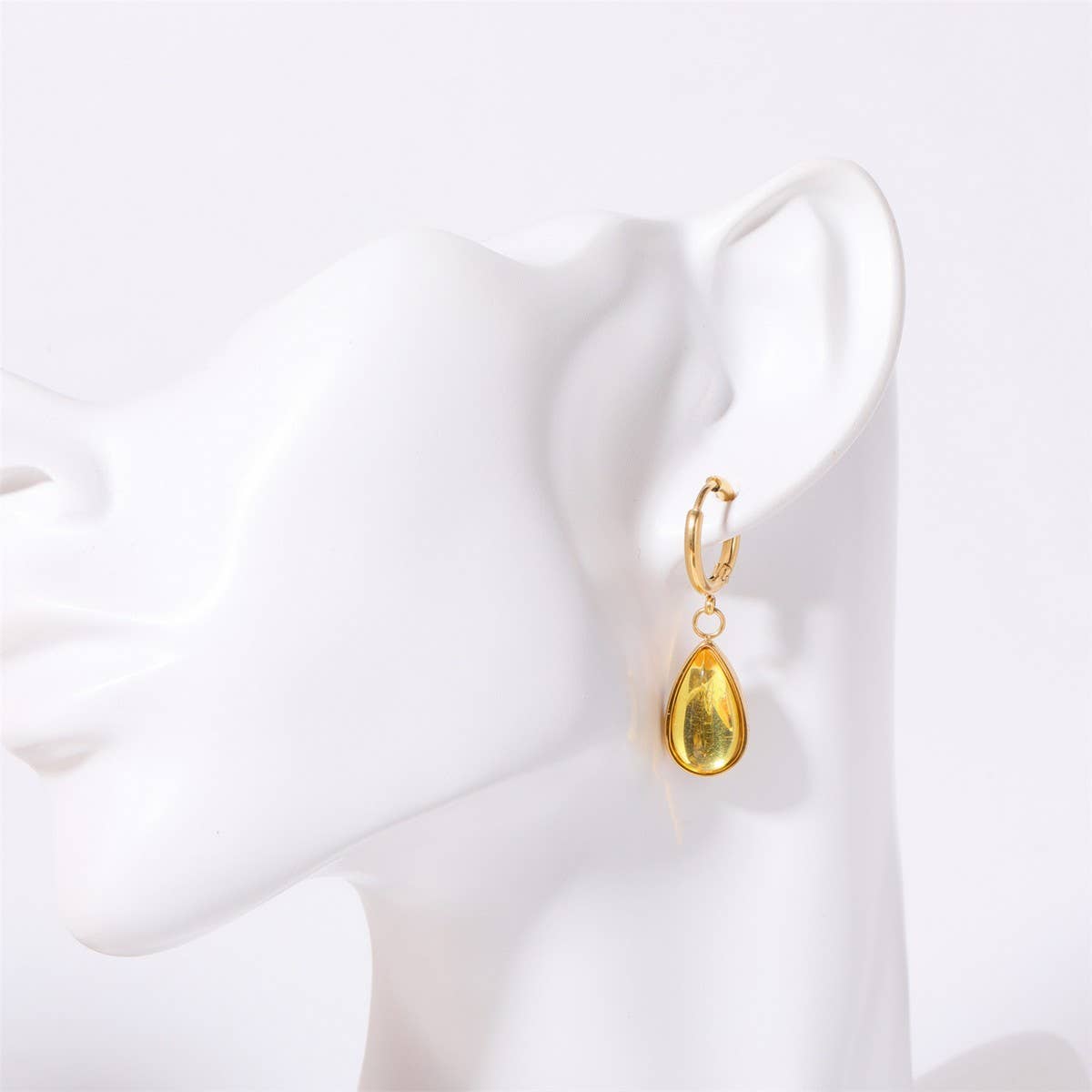 Teardrop Birthstone Earrings Gold Stainless