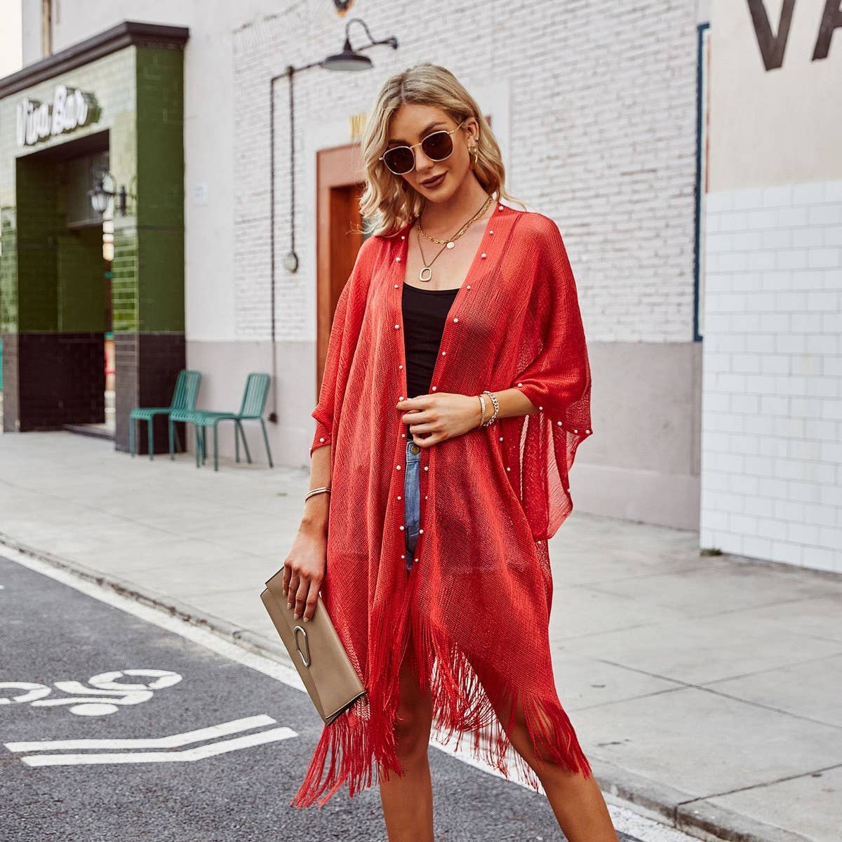 LONG TASSEL LACE FRONT OPEN KIMONO FOR SUMMER