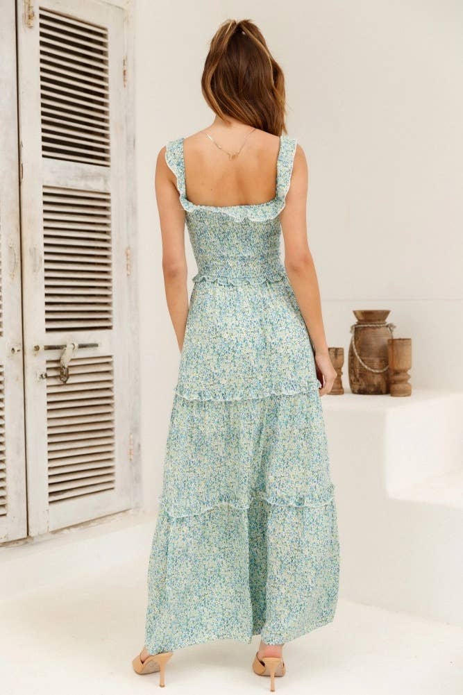 Fashionable floral one-shoulder strapless dress