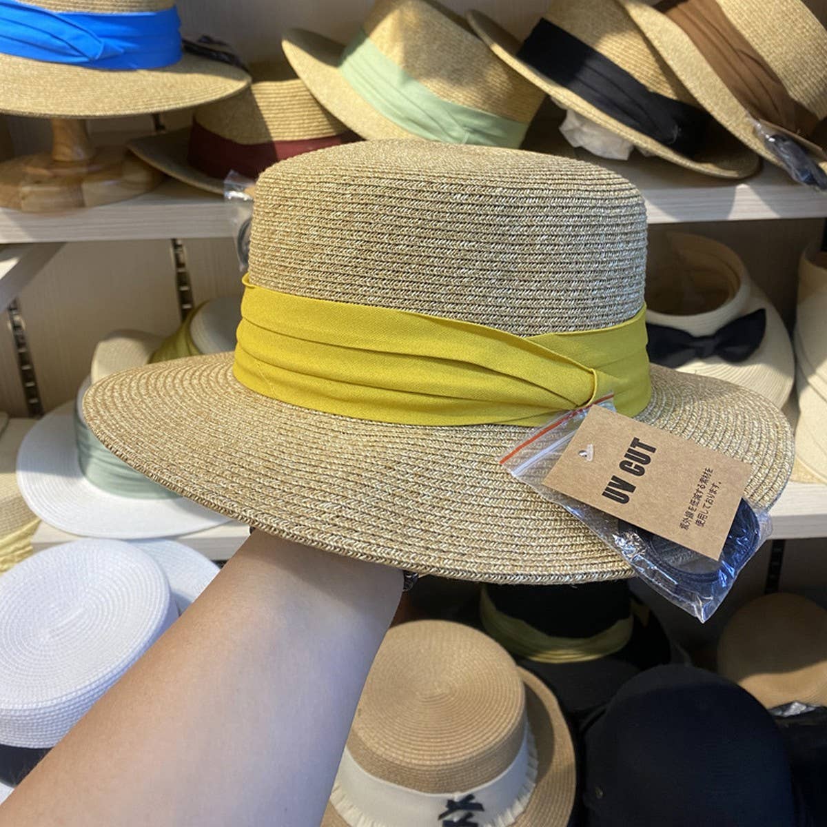 Summer vacation all-match flat top straw hat_CWAH3450