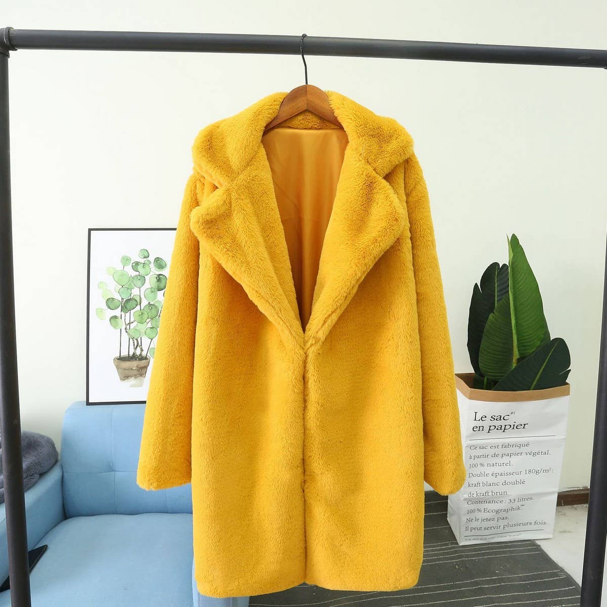 Faux Rabbit Fur Blazer Coat Women Loose Fit
