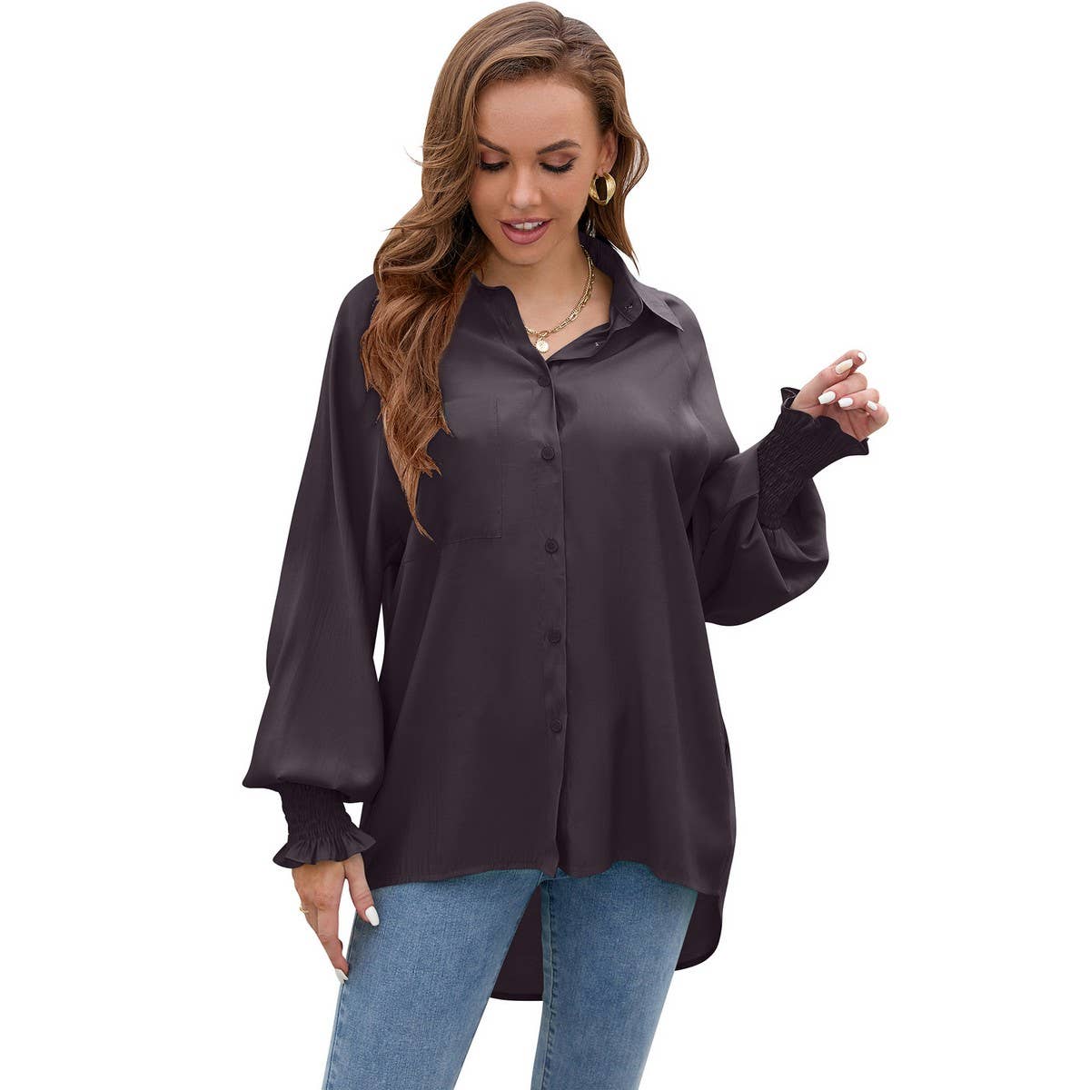 Rotator cuff Tencel solid color soft loose top